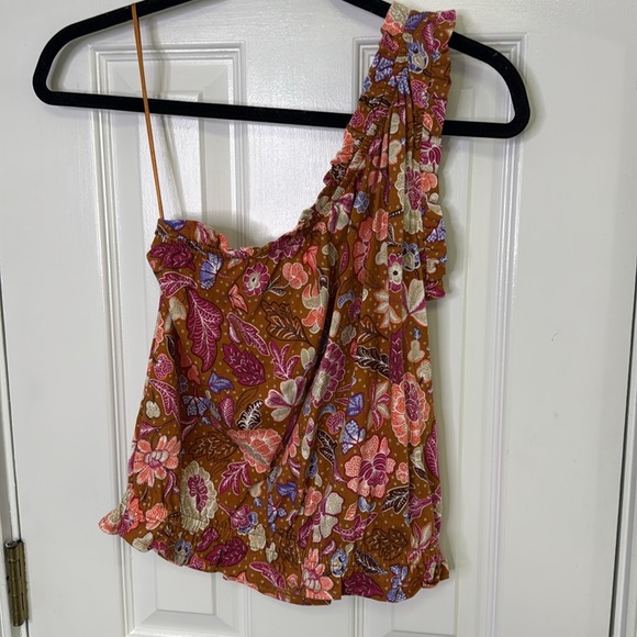 Ann Taylor Orange Sleeveless Blouse with Asymmetrical Ruffles - Picture 7 of 7